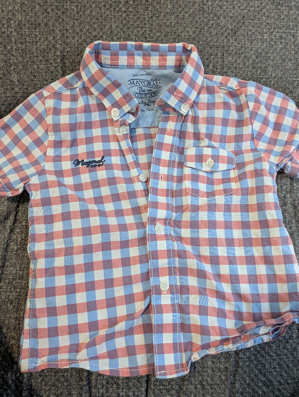 Mayoral Checked Button-Down Shirt Size 9 Months